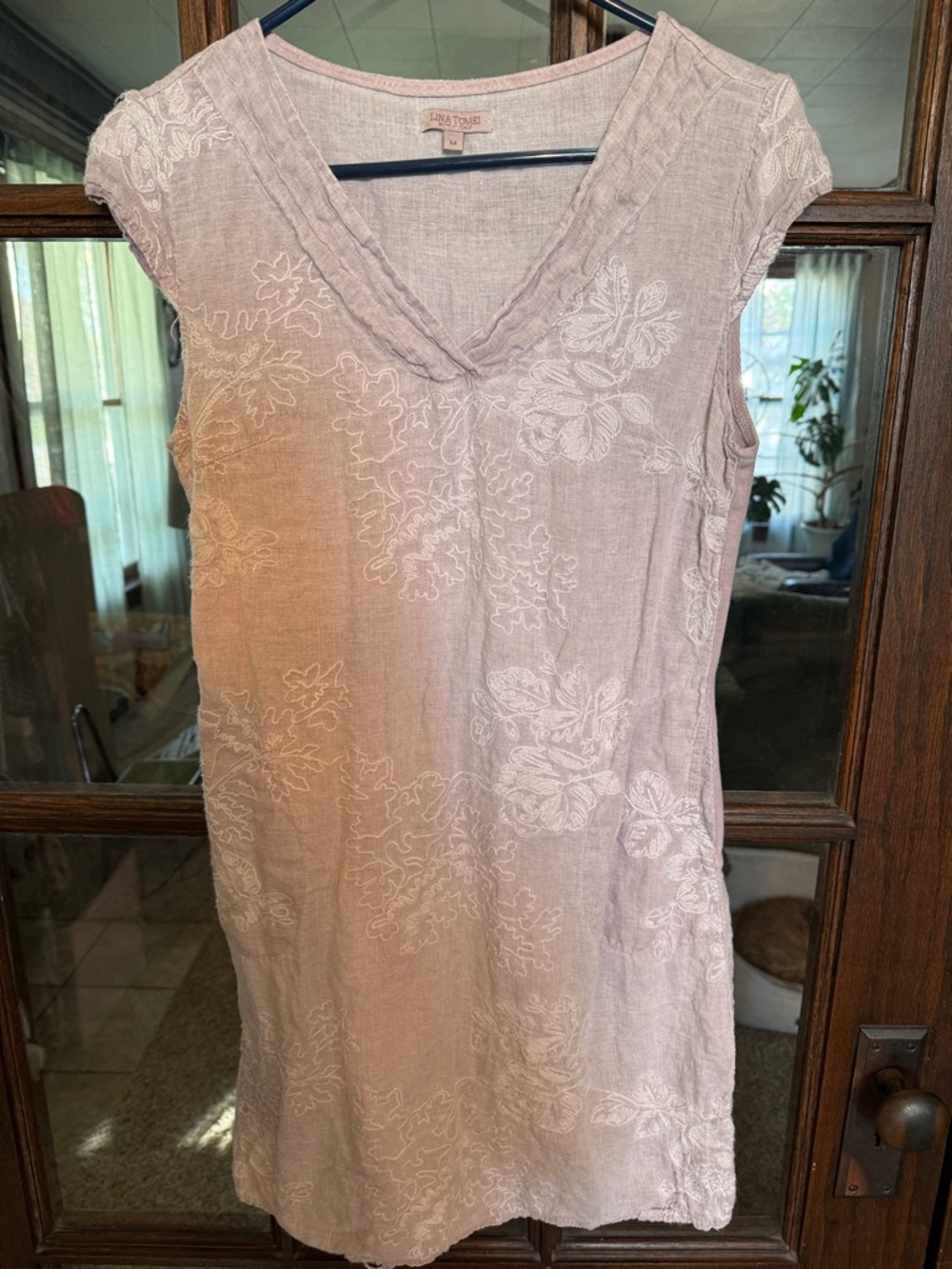 Lilla P Lavender Embroidered V-Neck Mini Dress